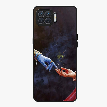 Divine Touch Eternal Glass Case showing flat back view with spiritual themed artwork and glossy glass finish.