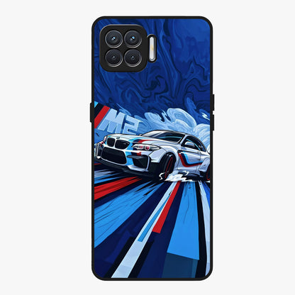 Drift Power Rush Glass Case showing flat back view with dynamic racing inspired artwork and glossy glass finish.