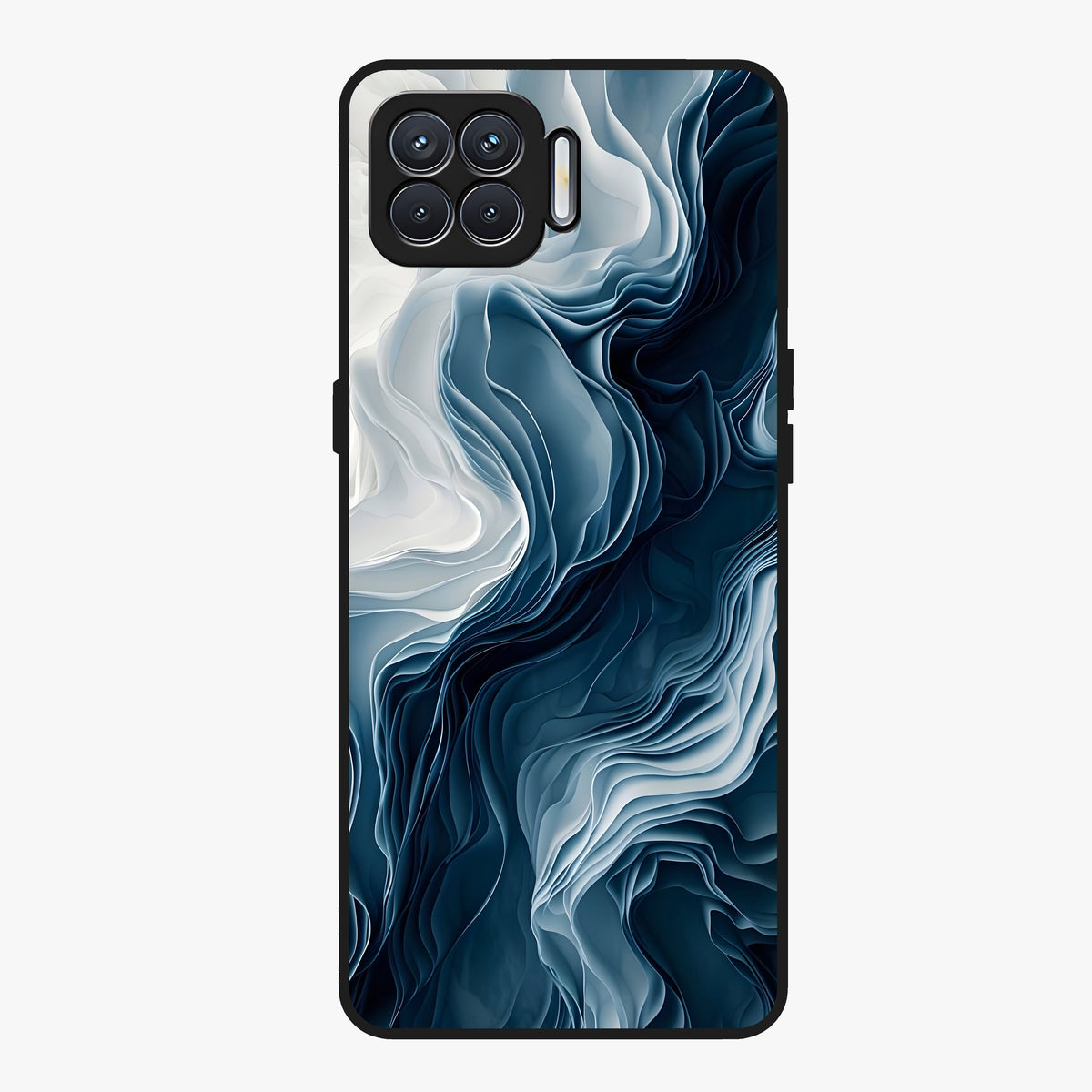 Ethereal Paper Marble Glass Case showing flat back view with soft marble paper texture artwork and glossy glass finish.
