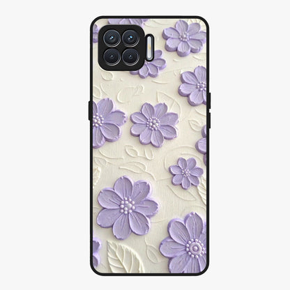 Floral Wall Art With Purple Flowers Glass Case showing flat back view with purple flower artwork and glossy glass finish.
