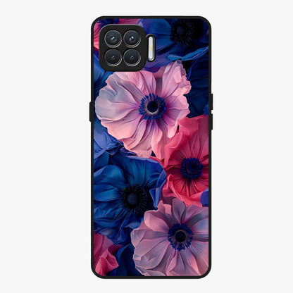 Flower Paper Art Pattern Glass Case showing flat back view with paper cut style floral artwork and glossy glass finish.