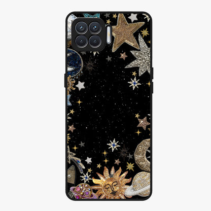 Galactic Jewel Stars Glass Case showing flat back view with sparkling star jewel artwork and glossy glass finish.