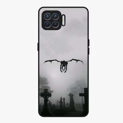 Graveyard Shadow Descent Glass Case showing flat back view with dark graveyard themed artwork and glossy glass finish.