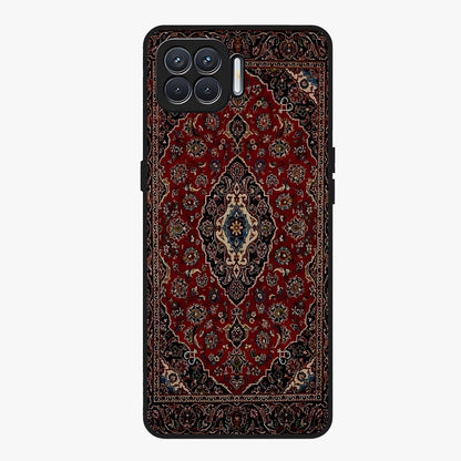 Heritage Carpet Royale Glass Case showing flat back view with ornate Persian carpet inspired pattern and glossy glass finish.