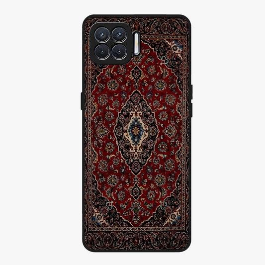 Heritage Carpet Royale Glass Case showing flat back view with ornate Persian carpet inspired pattern and glossy glass finish.
