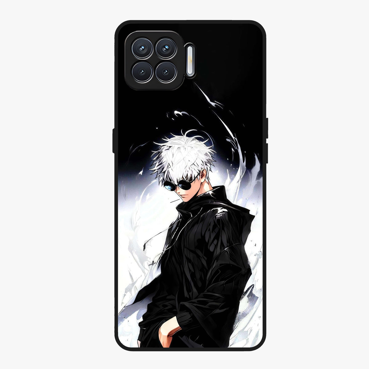 Limitless Shadow King Glass Case showing flat back view with powerful shadow warrior artwork and glossy glass finish.