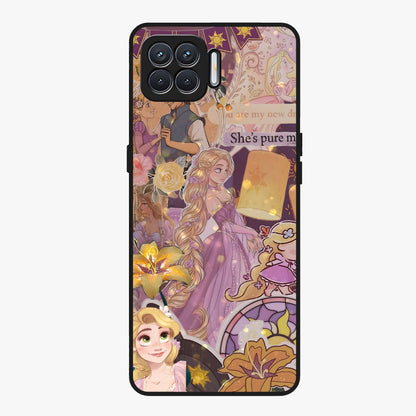 Magical Tangled Dream Glass Case showing flat back view with dreamy tangled artwork and glossy glass finish.