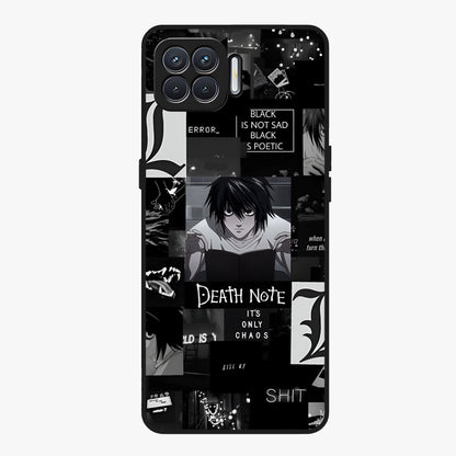 Midnight Chaos Mind Glass Case showing flat back view with abstract dark themed artwork and glossy glass finish.