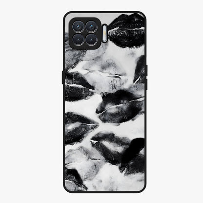 Midnight Kiss Marks Glass Case showing flat back view with lipstick kiss mark artwork and glossy glass finish.