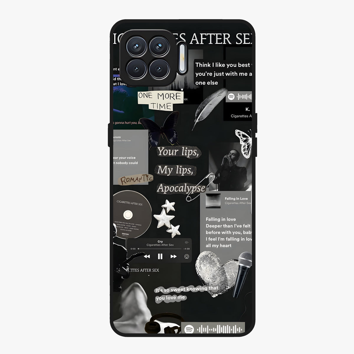 Midnight Love Echo Glass Case showing flat back view with romantic midnight themed artwork and glossy glass finish.