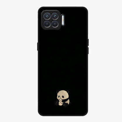 Midnight Panda Love Glass Case showing flat back view with cute panda themed artwork and glossy glass finish.