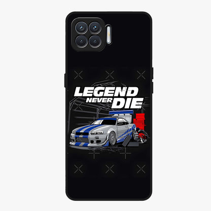 Midnight Racing Legacy Glass Case showing flat back view with sleek racing inspired artwork and glossy glass finish.