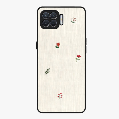 Minimal Petal Whispers Glass Case showing flat back view with soft minimal floral artwork and glossy glass finish.