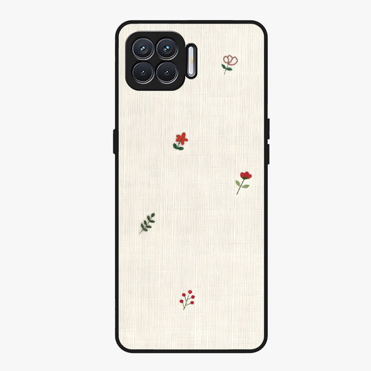 Minimal Petal Whispers Glass Case showing flat back view with soft minimal floral artwork and glossy glass finish.