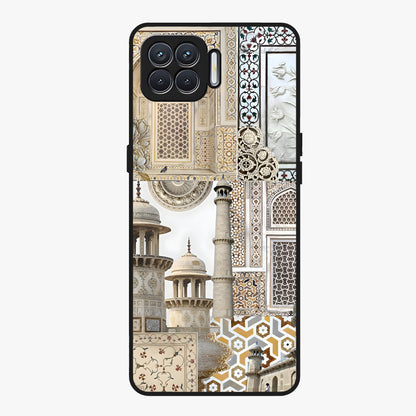 Mughal Marble Legacy Glass Case showing flat back view with intricate Mughal inspired marble pattern and glossy glass finish.
