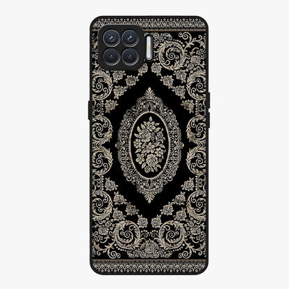 Noir Bloom Elegance Glass Case showing flat back view with elegant dark floral artwork and glossy glass finish.