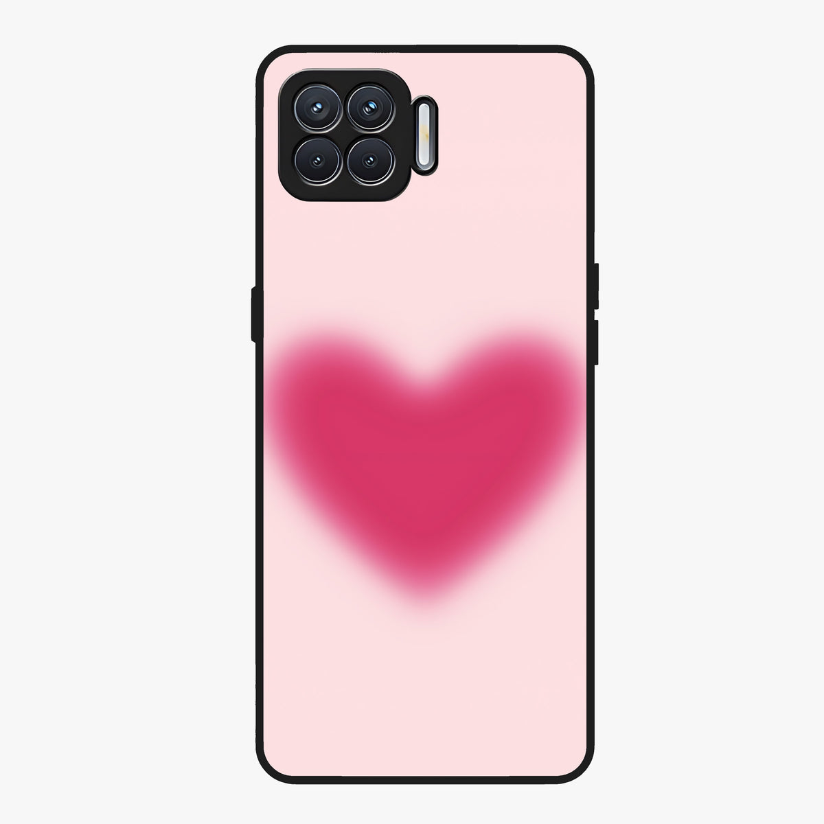 Pink Aura Heart Glass Case showing flat back view with glowing heart artwork and glossy glass finish.