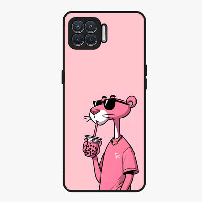 Pink Panther Glass Case showing flat back view with iconic pink panther artwork and glossy glass finish.