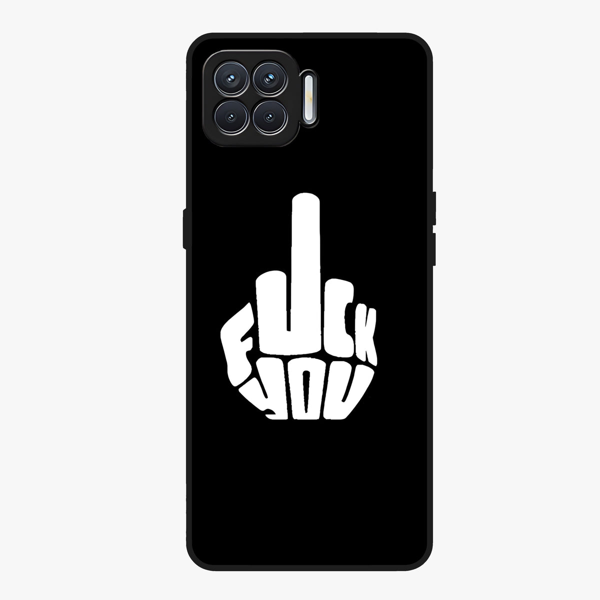 Rebel Mode On Glass Case showing flat back view with bold rebellious typography artwork and glossy glass finish.