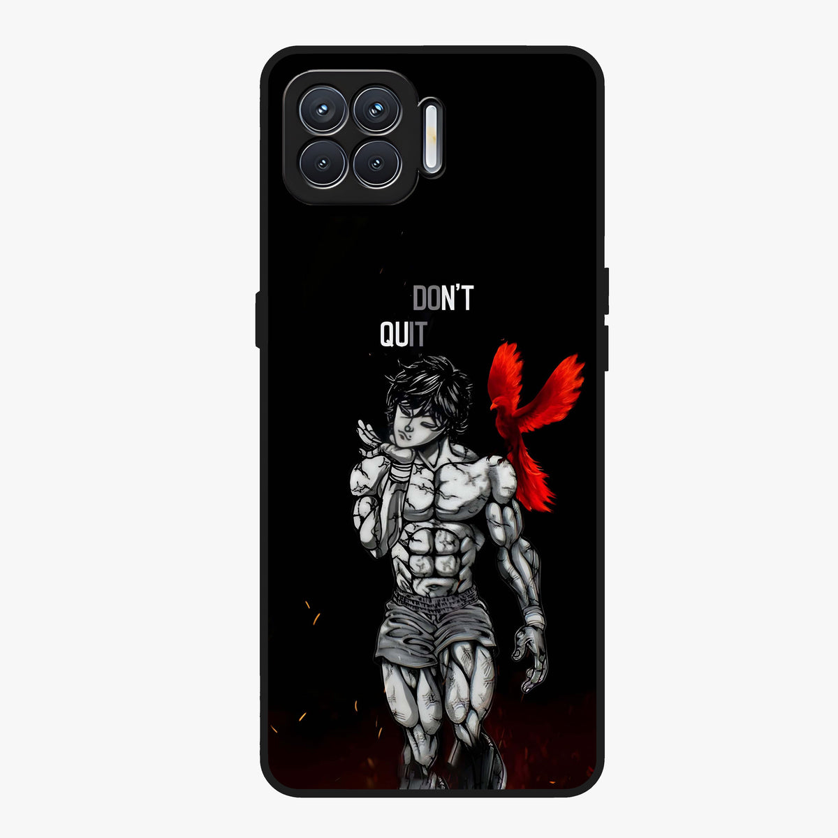 Rise Beyond Limits Glass Case showing flat back view with motivational typography artwork and glossy glass finish.