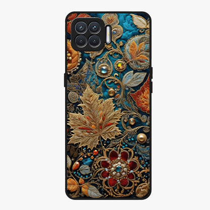 Royal Jewel Garden Glass Case showing flat back view with decorative floral garden artwork and glossy glass finish.