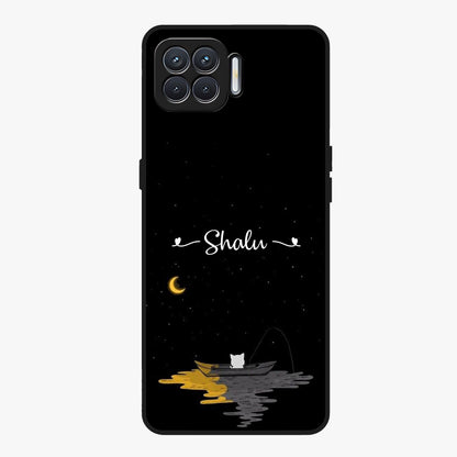 Silent Night Row Glass Case showing flat back view with calm night themed artwork and glossy glass finish.
