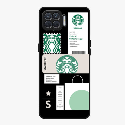 Starbucks Mocha Glass Case showing flat back view with coffee inspired artwork and glossy glass finish.