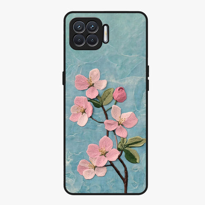 Threaded Blossom Breeze Glass Case showing flat back view with delicate blossom artwork and glossy glass finish.