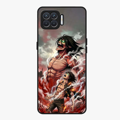 Titan Awakening Fury Glass Case showing flat back view with powerful titan inspired artwork and glossy glass finish.