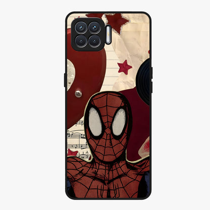 Web Warrior Vibes Glass Case showing flat back view with superhero inspired web themed artwork and glossy glass finish.