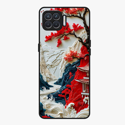 Whispers Of Sakura Waves Glass Case showing flat back view with cherry blossom wave artwork and glossy glass finish.