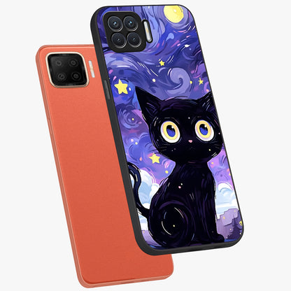 Abstract Cat Art Glass Case displayed in angled mockup highlighting modern abstract cat artwork and sleek glass surface.