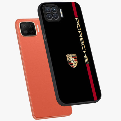 Black Minimal Porsche Glass Case displayed in angled mockup highlighting modern minimal car illustration and clean aesthetic design.