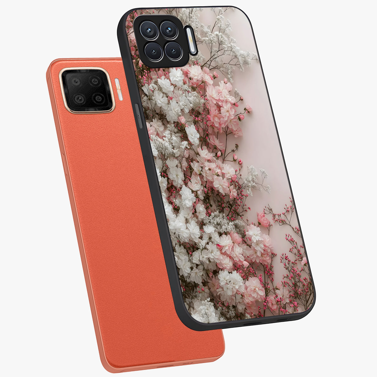 Blush Blossom Cloud Glass Case displayed in angled mockup highlighting soft cloud and blossom design with pastel aesthetic.