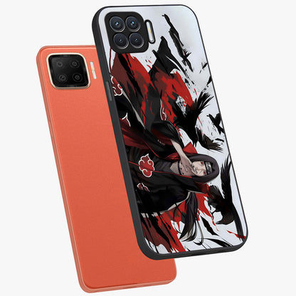 Crimson Crow Illusion Glass Case displayed in angled mockup highlighting mysterious crow graphic with dark aesthetic style.