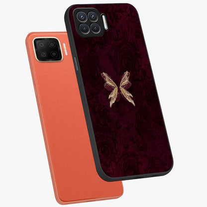 Crimson Fade Butterfly Glass Case displayed in angled mockup highlighting elegant butterfly design with crimson gradient aesthetic.
