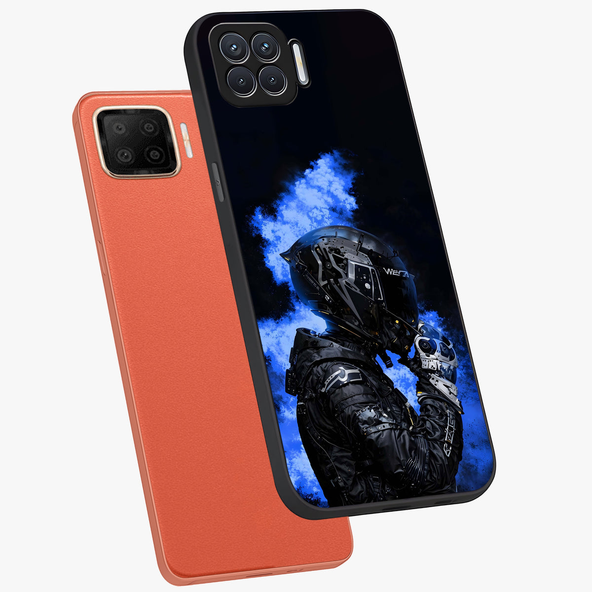 Cyber Sentinel Protocol Glass Case displayed in angled mockup highlighting digital cyber design with sci-fi aesthetic style.