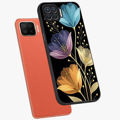 Delicate Multicolor Flowers Glass Case displayed in angled mockup highlighting colorful flower pattern with soft aesthetic style.