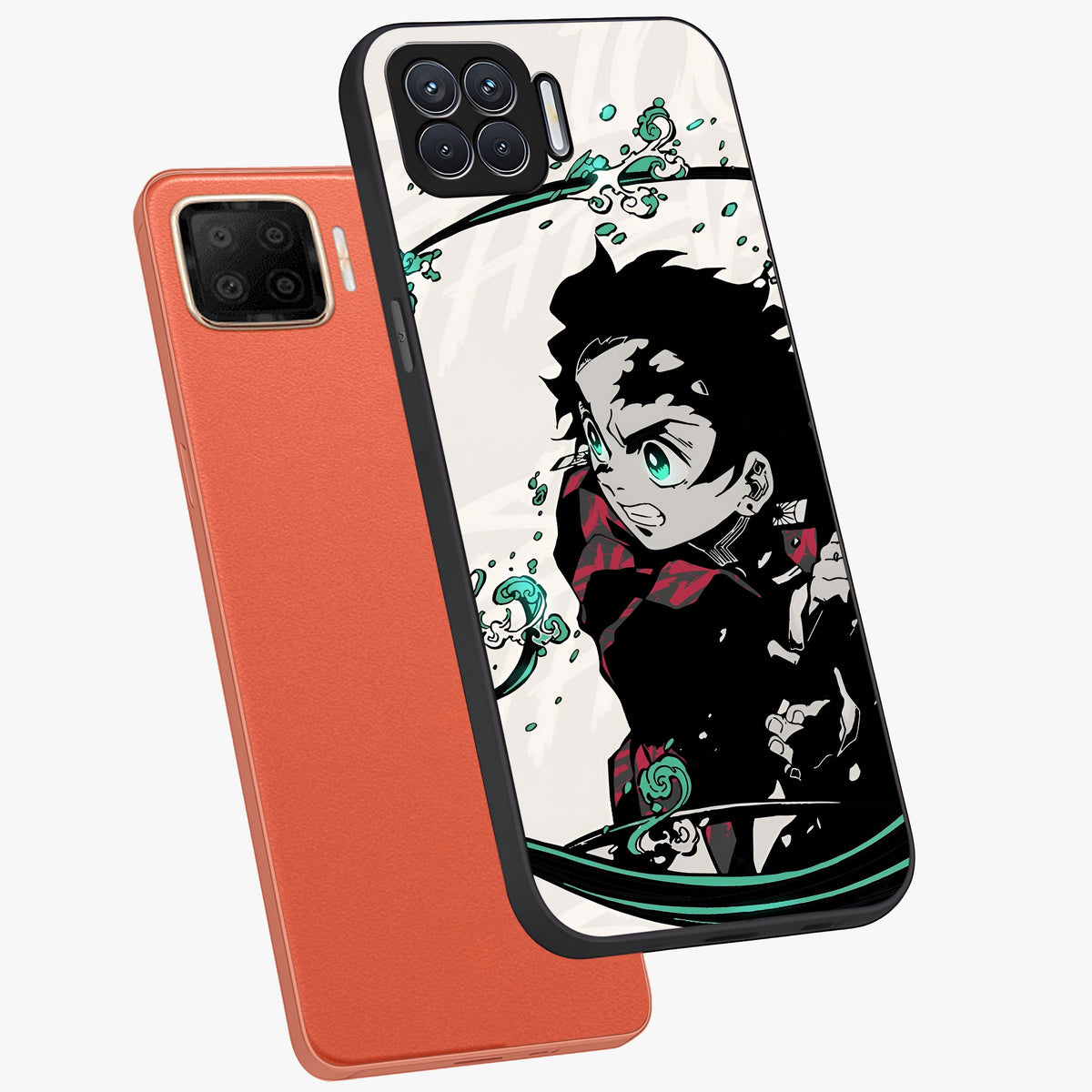 Demon Slayer Glass Case displayed in angled mockup highlighting dramatic anime character design with action aesthetic.