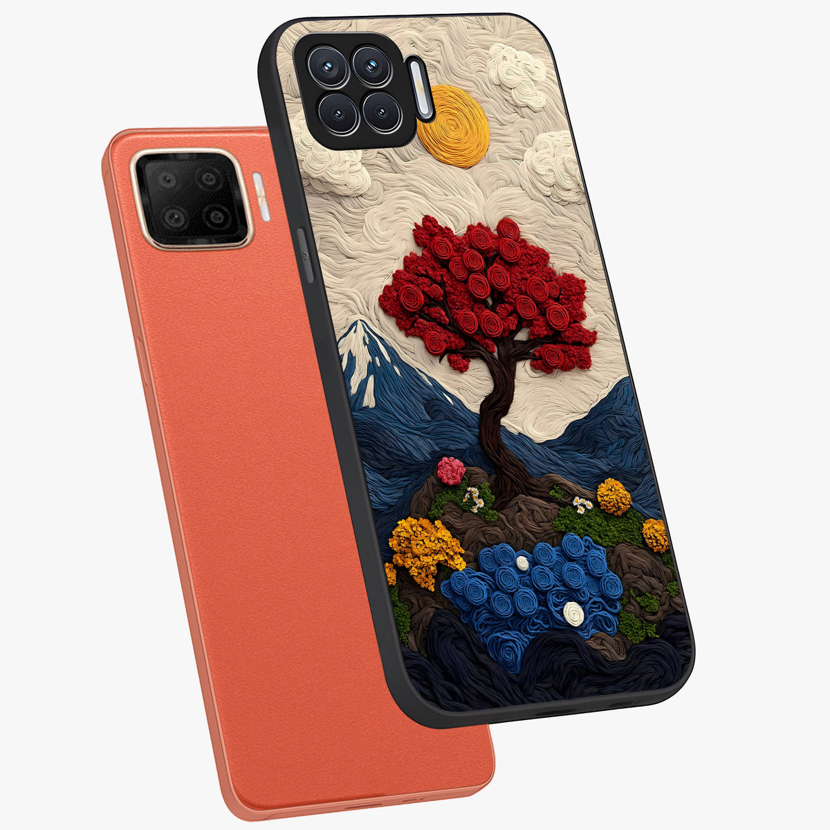 Eternal Nature Tapestry Glass Case displayed in angled mockup highlighting detailed botanical pattern with artistic aesthetic.