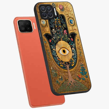 Ethereal Evil Eye Glass Case displayed in angled mockup highlighting protective evil eye symbol with spiritual aesthetic design.