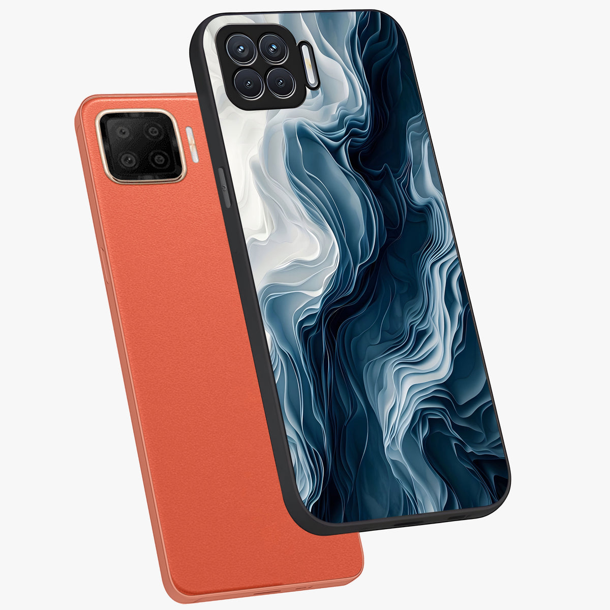 Ethereal Paper Marble Glass Case displayed in angled mockup highlighting elegant marble pattern with modern aesthetic style.