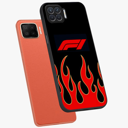 Fire F11 Glass Case displayed in angled mockup highlighting bold fire inspired graphic with energetic aesthetic style.