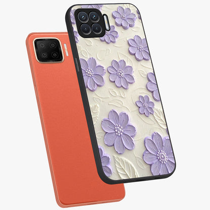 Floral Wall Art With Purple Flowers Glass Case displayed in angled mockup highlighting vibrant purple floral illustration with artistic aesthetic.