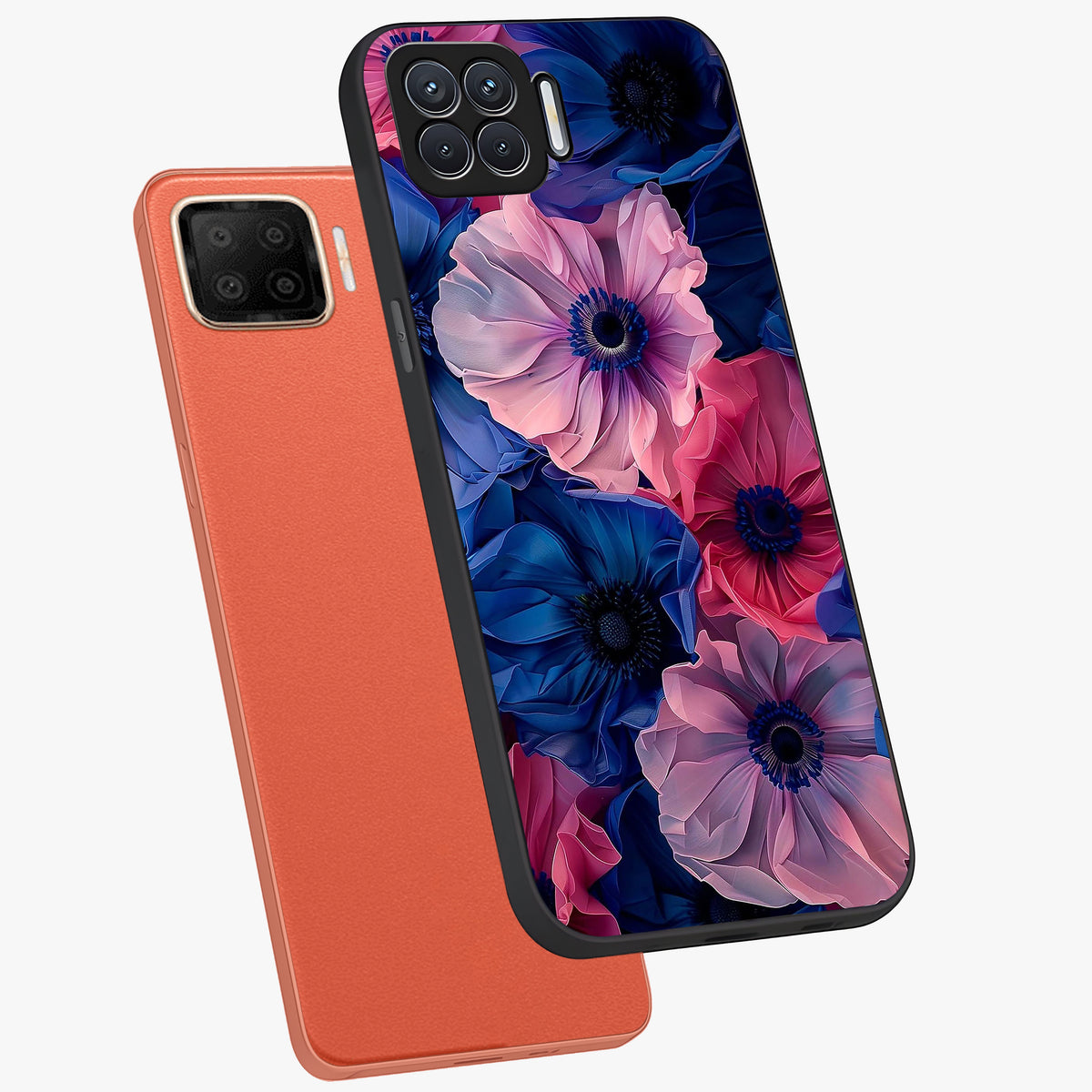 Flower Paper Art Pattern Glass Case displayed in angled mockup highlighting layered paper flower design with artistic aesthetic.