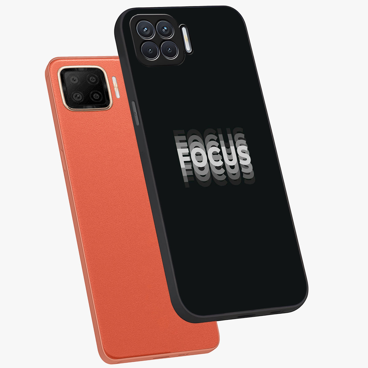 Focus Mode On Glass Case displayed in angled mockup highlighting clean minimal text artwork with modern aesthetic style.