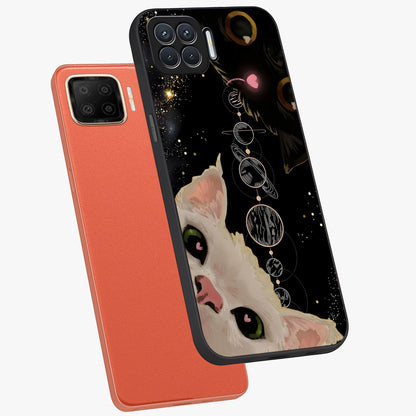 Galactic Cat Glass Case displayed in angled mockup highlighting celestial feline illustration with galaxy aesthetic style.