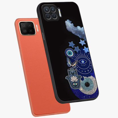 Galactic Charm Cluster Glass Case displayed in angled mockup highlighting luminous galaxy inspired design with dreamy aesthetic.