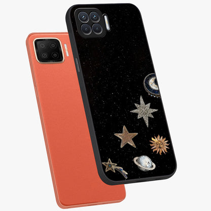 Galactic Charm Glow Glass Case displayed in angled mockup highlighting luminous galaxy inspired design with dreamy aesthetic.