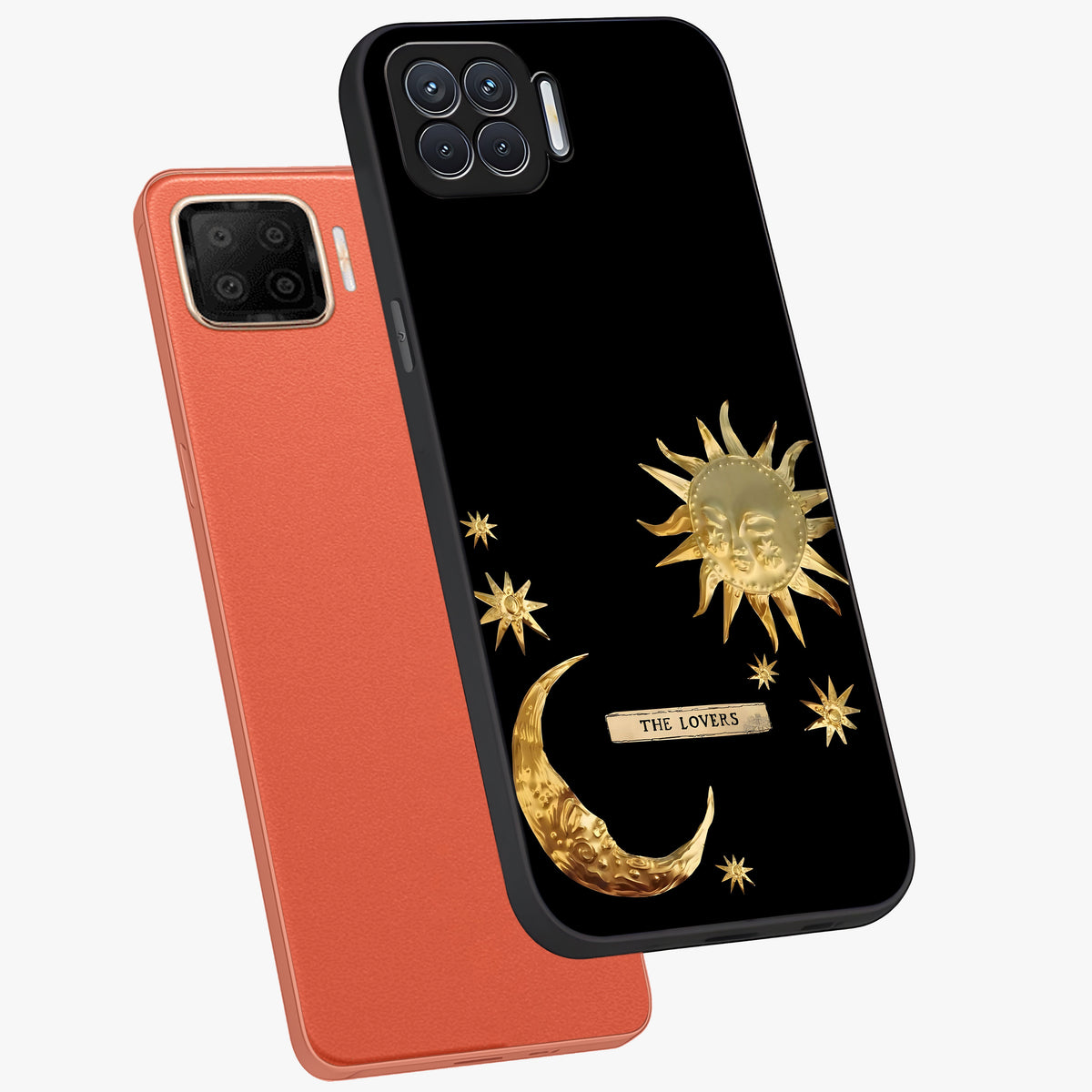 Gold Sun Blush Glass Case displayed in angled mockup highlighting radiant sun design with warm golden aesthetic.